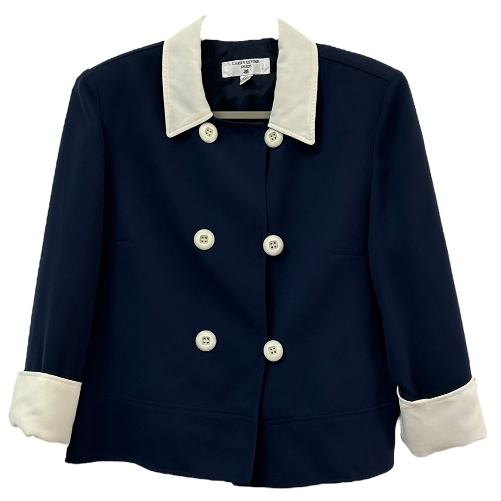 Larry Levine Dress Women’s Double Breasted Navy Blazer‎  Sz 14